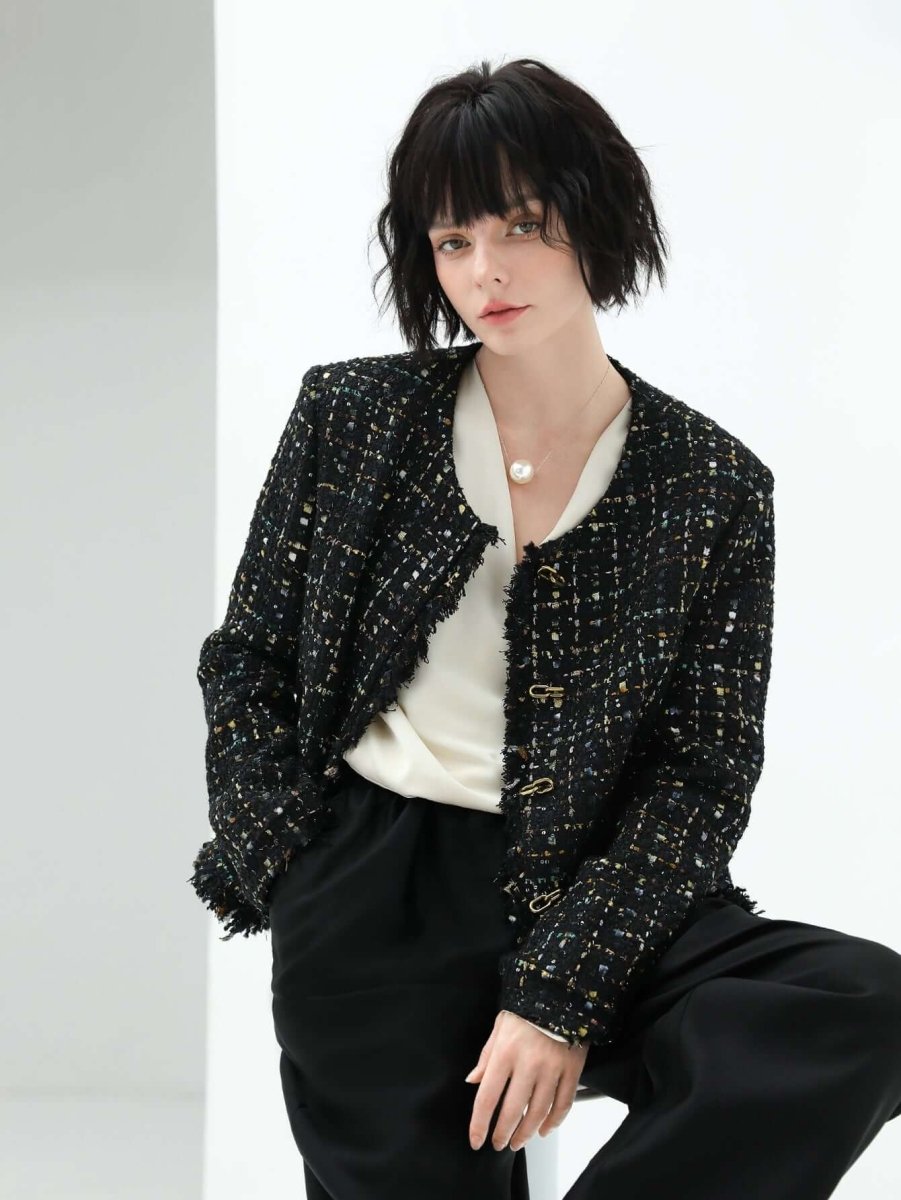 Sophisticated Fringe-Edged Tweed Jacket-2