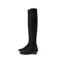 Stretch Over the Knee Boots – Low Heel Wool Knit Thigh High Boots-0