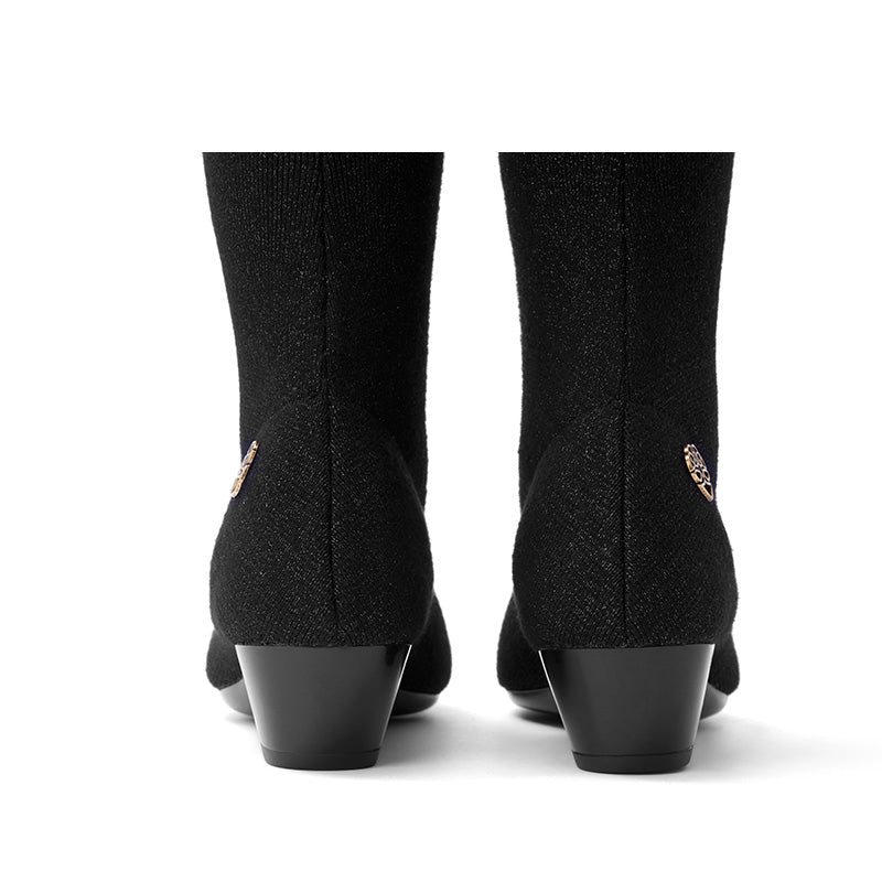 Stretch Over the Knee Boots – Low Heel Wool Knit Thigh High Boots-3