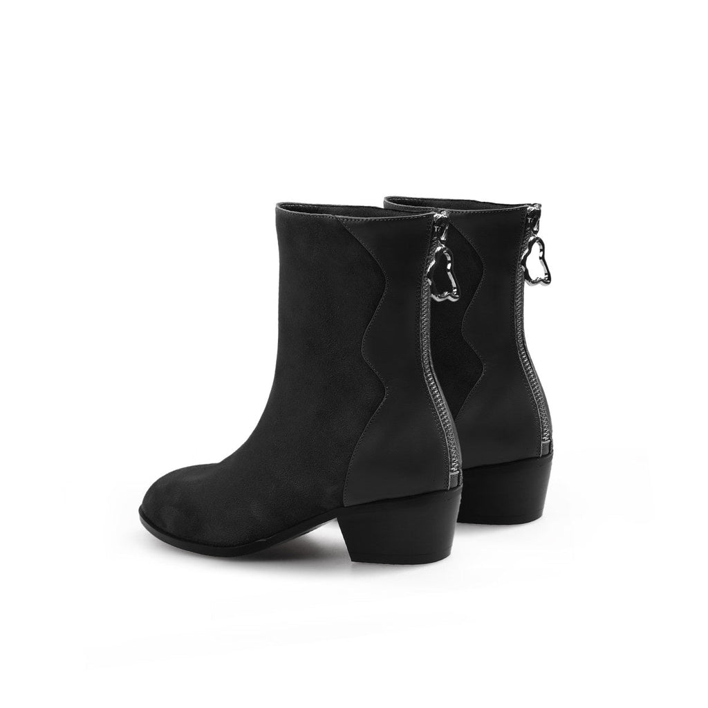 Stylish Suede Block Heel Boots-4