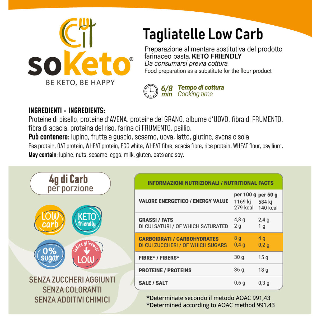 Tagliatelle Cheto Low carb solo 4 g di carboidrati a porzione-3