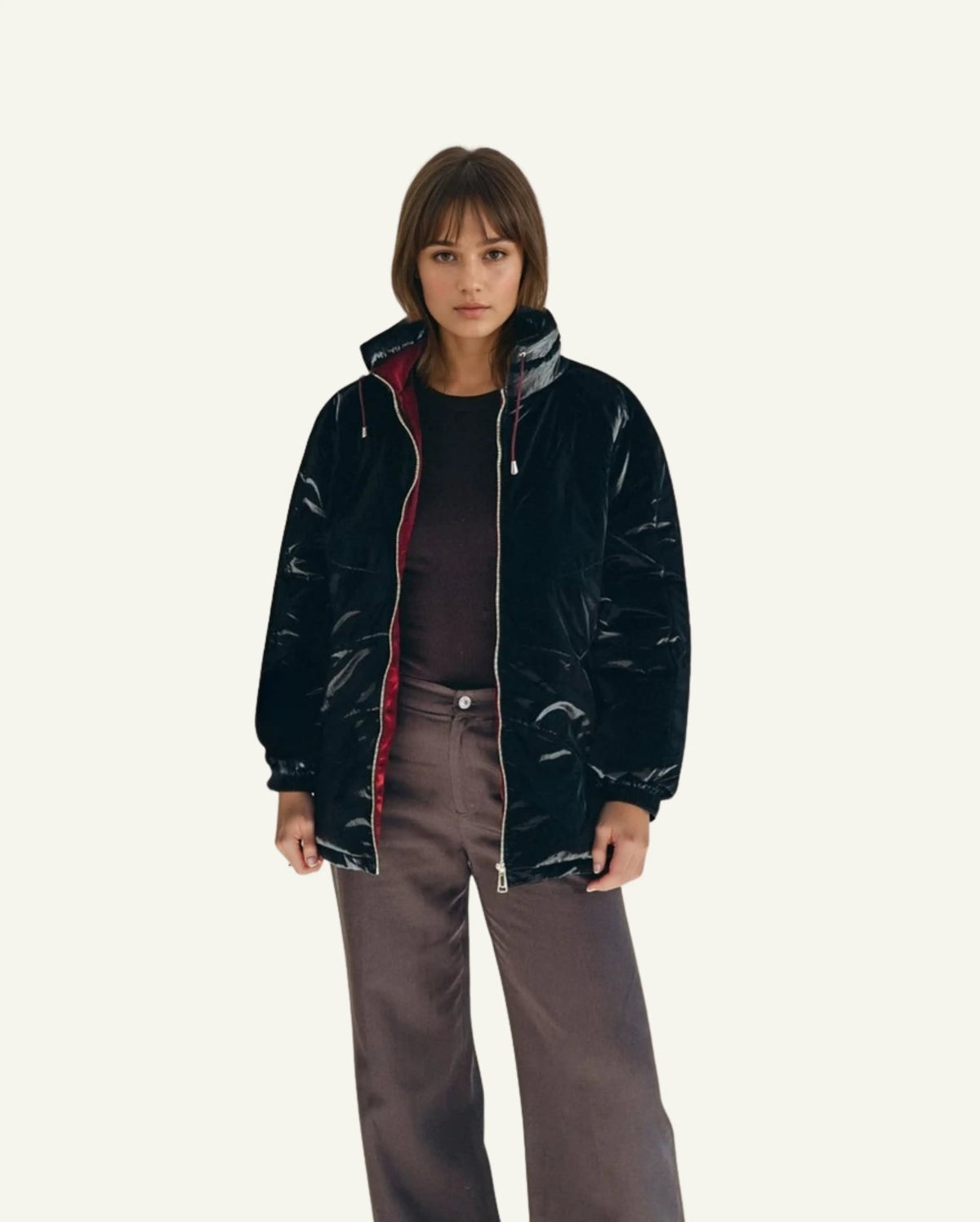 Women's Wool Puff Jacket - Black - Natural, Non-Toxic & Insulated with 100% Wool - Mio NEGOZIO 🌹💐ZUBEKZUBEK